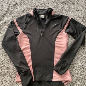 Nike Black and Pink Quarter-Zip Pullover
